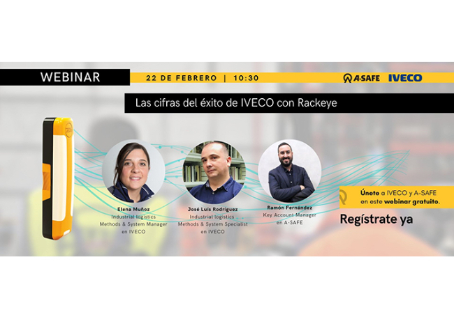 Foto Webinar con IVECO y A-SAFE: los resultados de Rackeye.
Fecha: 22 de febrero de 2023, a las 10:30